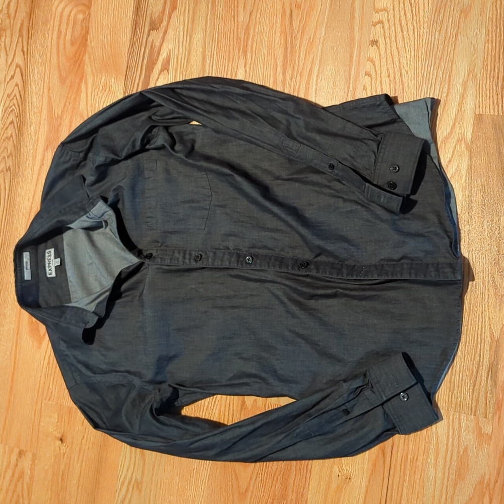 Express men's dress shirt - size medium collar 15-15.5 charcoal grey FITTED